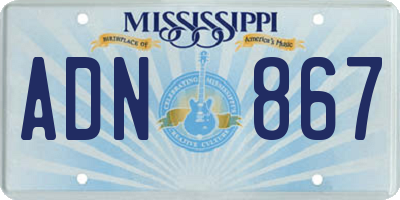 MS license plate ADN867
