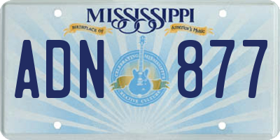 MS license plate ADN877