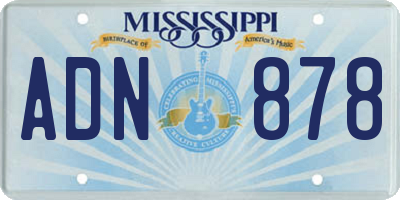 MS license plate ADN878
