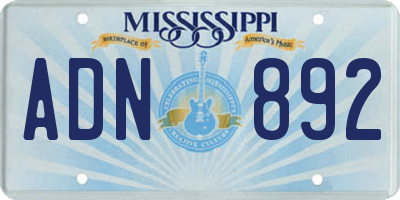 MS license plate ADN892