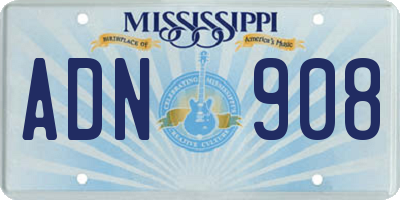 MS license plate ADN908