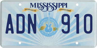 MS license plate ADN910