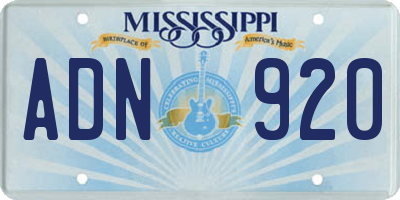 MS license plate ADN920