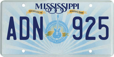 MS license plate ADN925