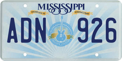 MS license plate ADN926