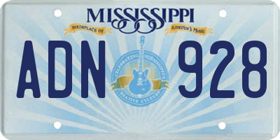 MS license plate ADN928