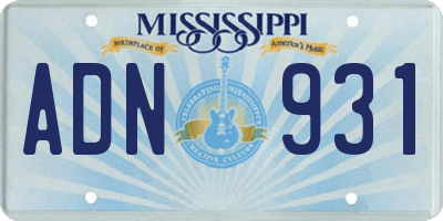 MS license plate ADN931
