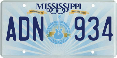 MS license plate ADN934