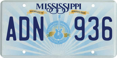 MS license plate ADN936