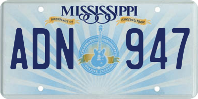 MS license plate ADN947