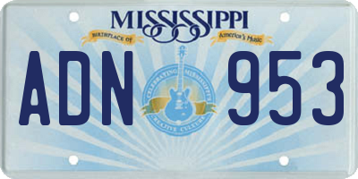 MS license plate ADN953