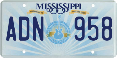 MS license plate ADN958