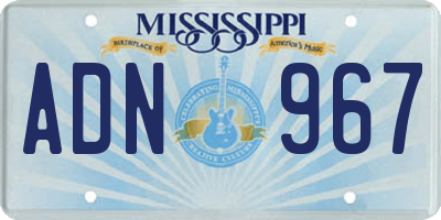 MS license plate ADN967