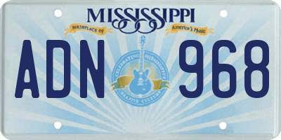 MS license plate ADN968