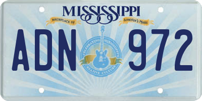 MS license plate ADN972