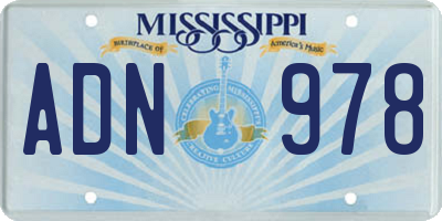 MS license plate ADN978