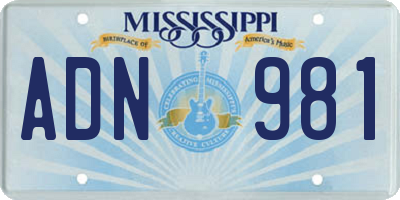 MS license plate ADN981