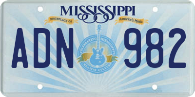 MS license plate ADN982