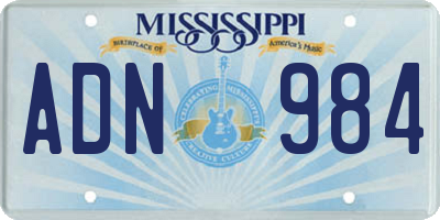 MS license plate ADN984