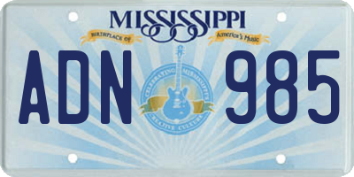 MS license plate ADN985