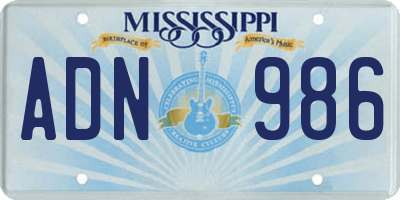 MS license plate ADN986