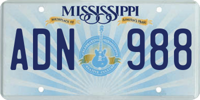 MS license plate ADN988