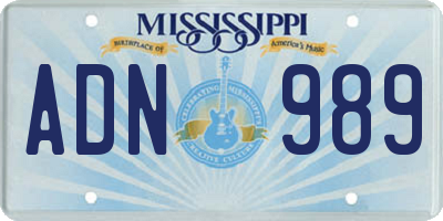 MS license plate ADN989