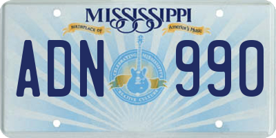 MS license plate ADN990