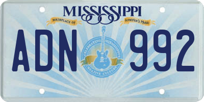 MS license plate ADN992