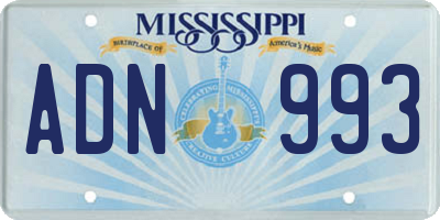 MS license plate ADN993
