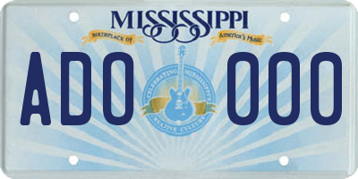 MS license plate ADO000