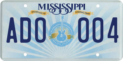 MS license plate ADO004