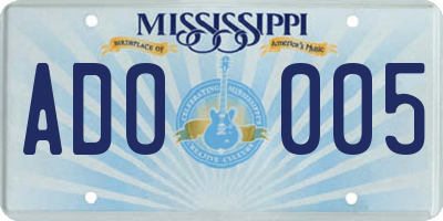 MS license plate ADO005