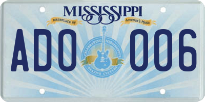MS license plate ADO006