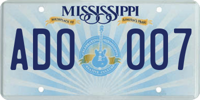 MS license plate ADO007