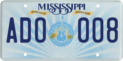MS license plate ADO008