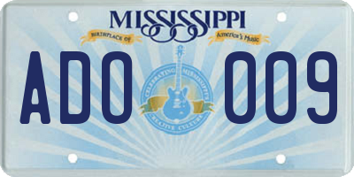 MS license plate ADO009