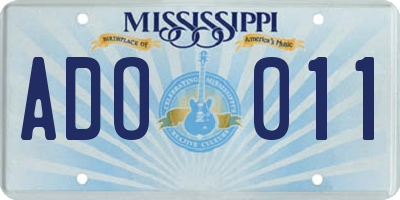 MS license plate ADO011