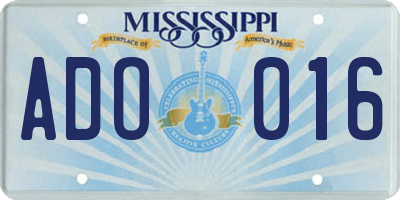 MS license plate ADO016
