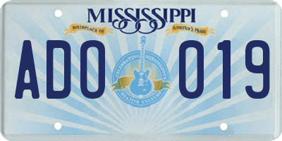 MS license plate ADO019