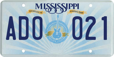 MS license plate ADO021
