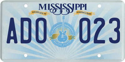 MS license plate ADO023