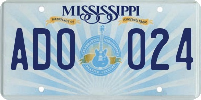 MS license plate ADO024