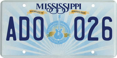 MS license plate ADO026