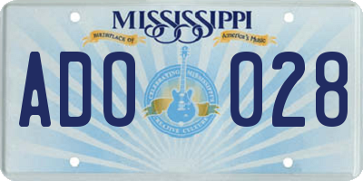 MS license plate ADO028