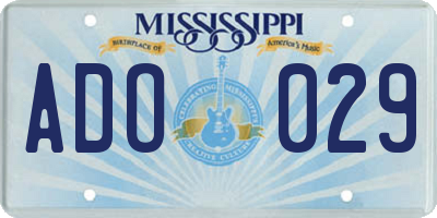 MS license plate ADO029