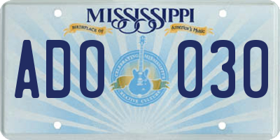 MS license plate ADO030