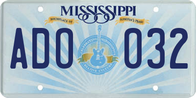 MS license plate ADO032