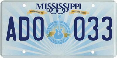 MS license plate ADO033