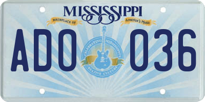 MS license plate ADO036